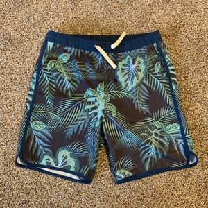 Fair Harbor Kids Anchor. Navy and green tropical leaf print. Size XL